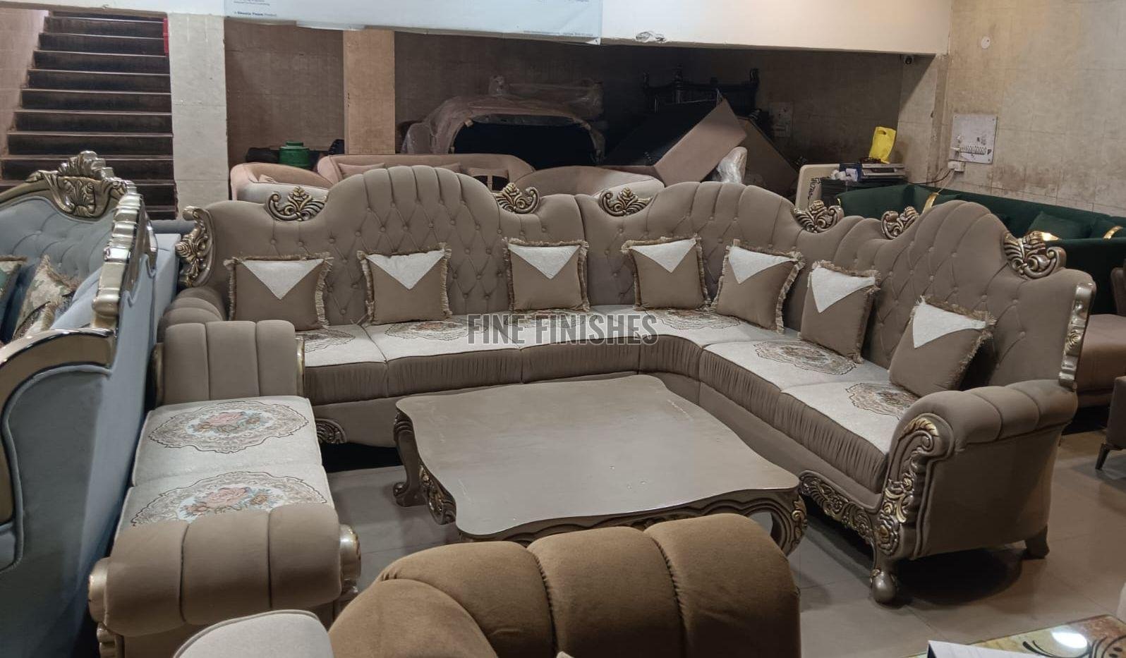 Royal Light Carved Wooden Living Room Sofa