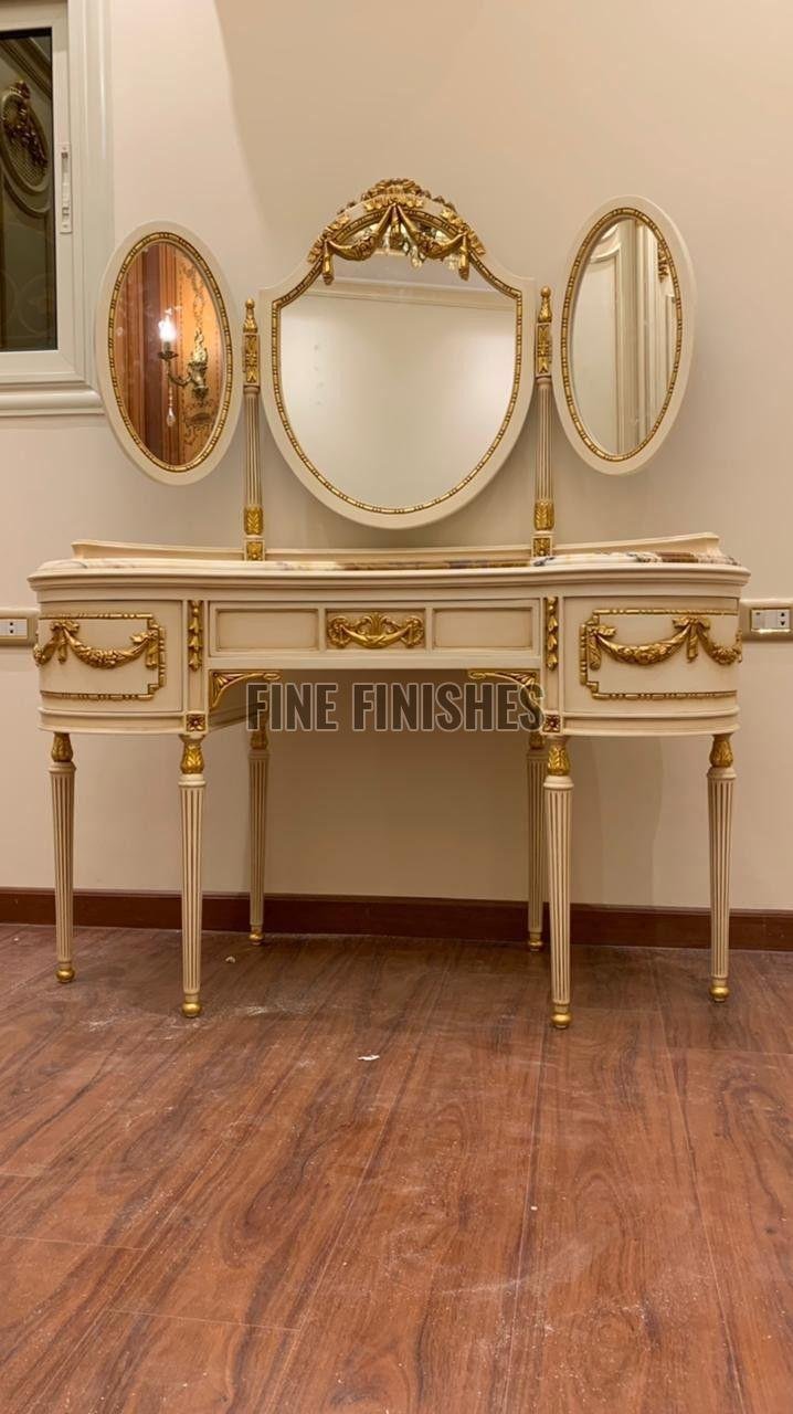 Royal Triple Mirror Wooden Dressing Table