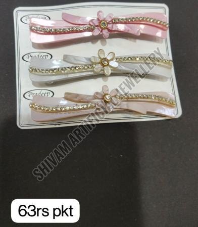 Floral Bow Crystal Hair Barrette