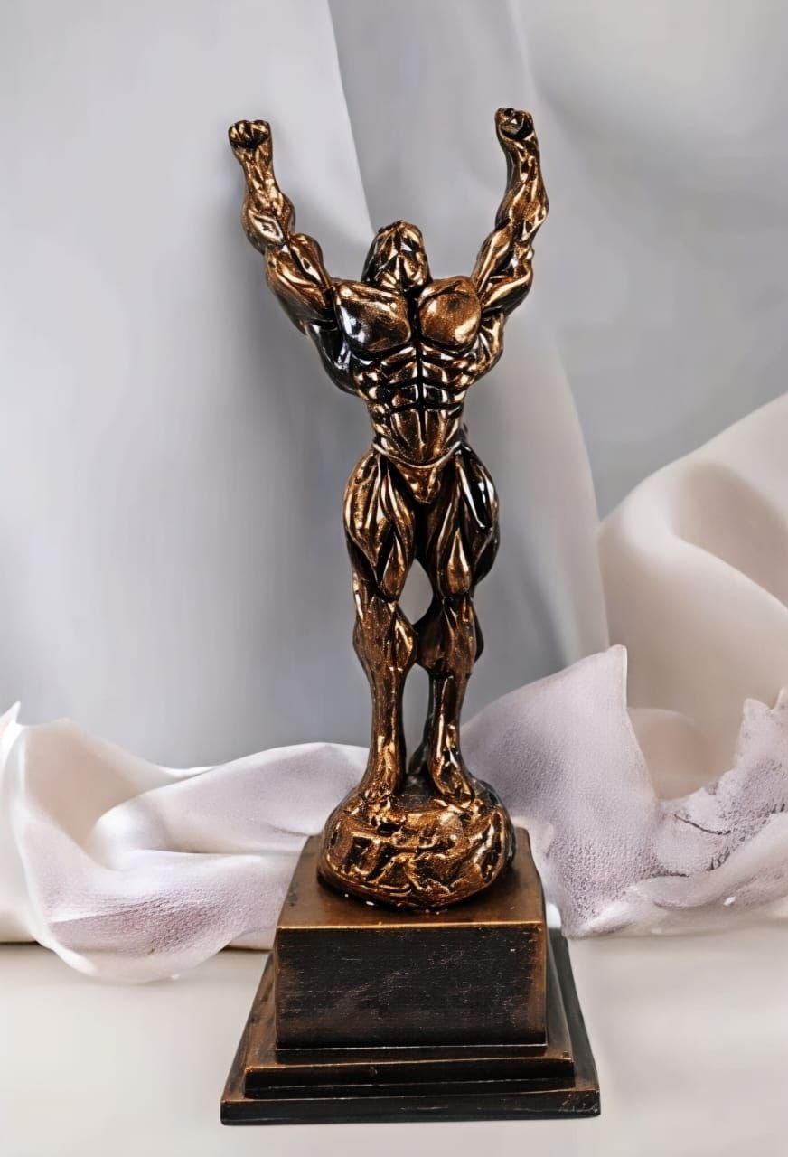 Antique Bronze Power Fitness Bodybuilder Showpiece