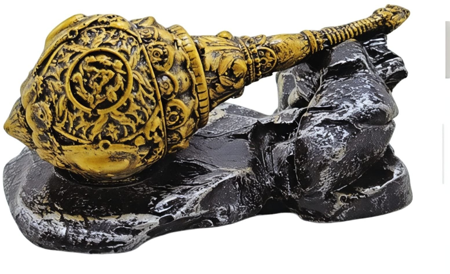 Antique Golden Feng Shui Conch Shankh Showpiece