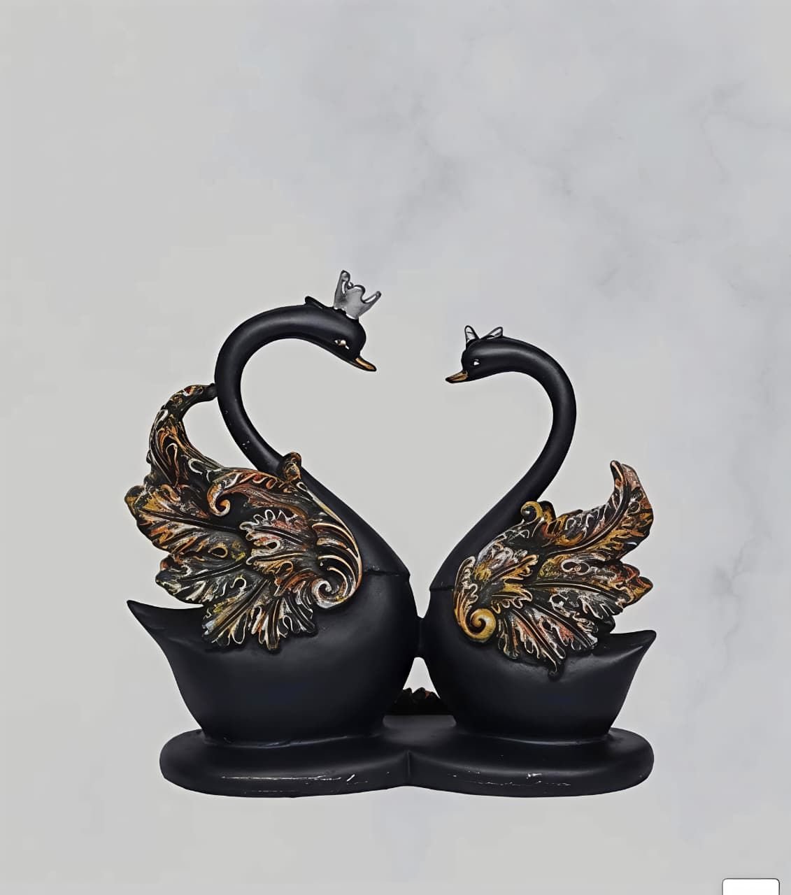 Black & Golden Swan Pair Decorative Showpiece