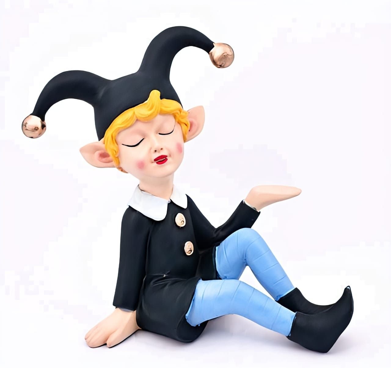Cute Sitting Jester Elf Showpiece