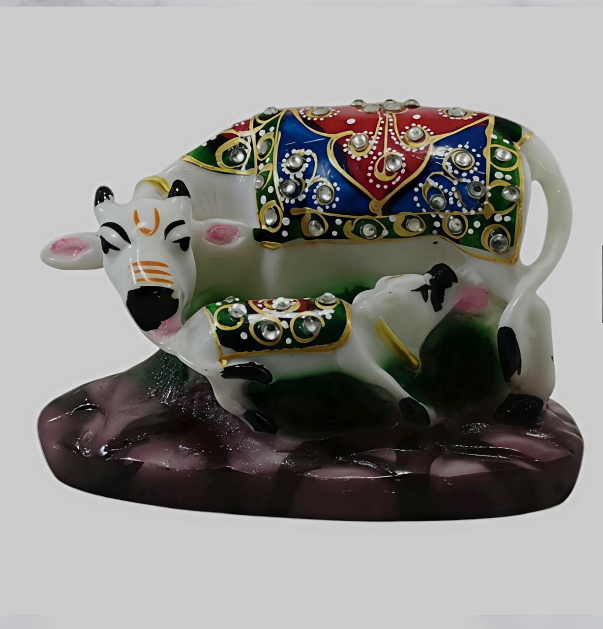 Decorative Kamdhenu Cow With Calf Idol