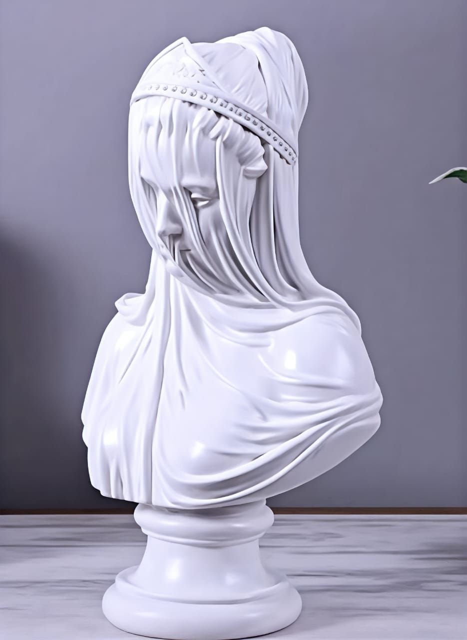Elegant White Classical Lady Bust Sculpture