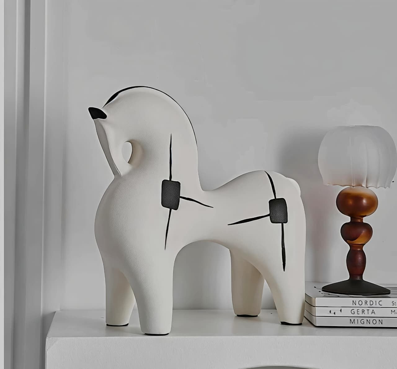 Modern Abstract White Horse Figurine