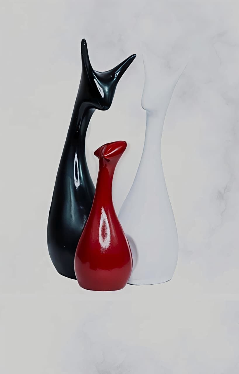 Modern Glossy Multicolor Abstract Tabletop Sculpture