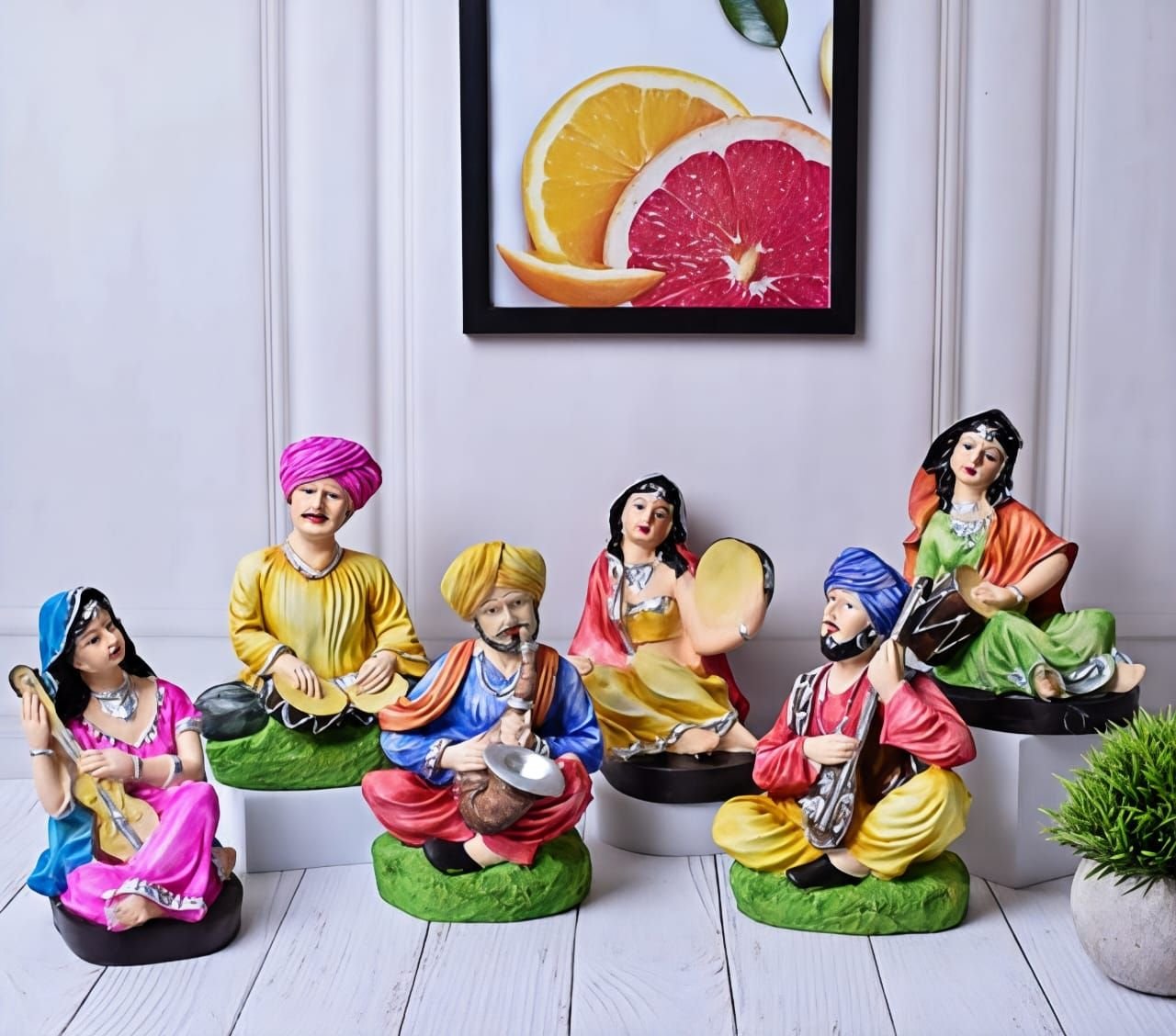 Traditional Folk Musician Multicolor Figurine Set