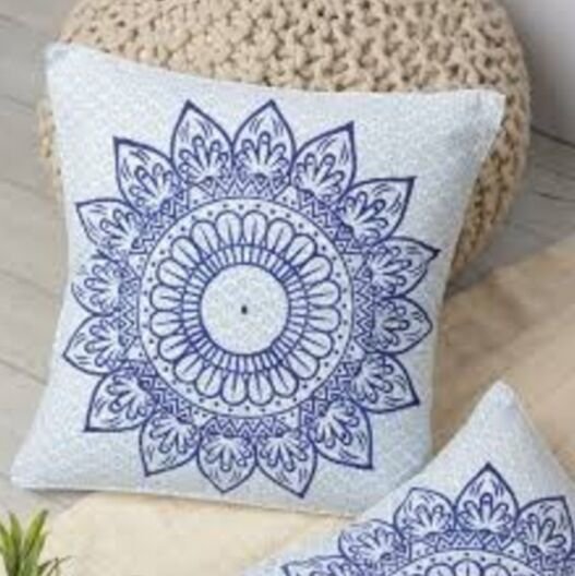 White Printed Cushion Cover