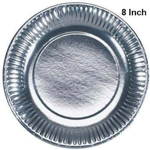 8 Inch Plain Silver Foil Paper Plate