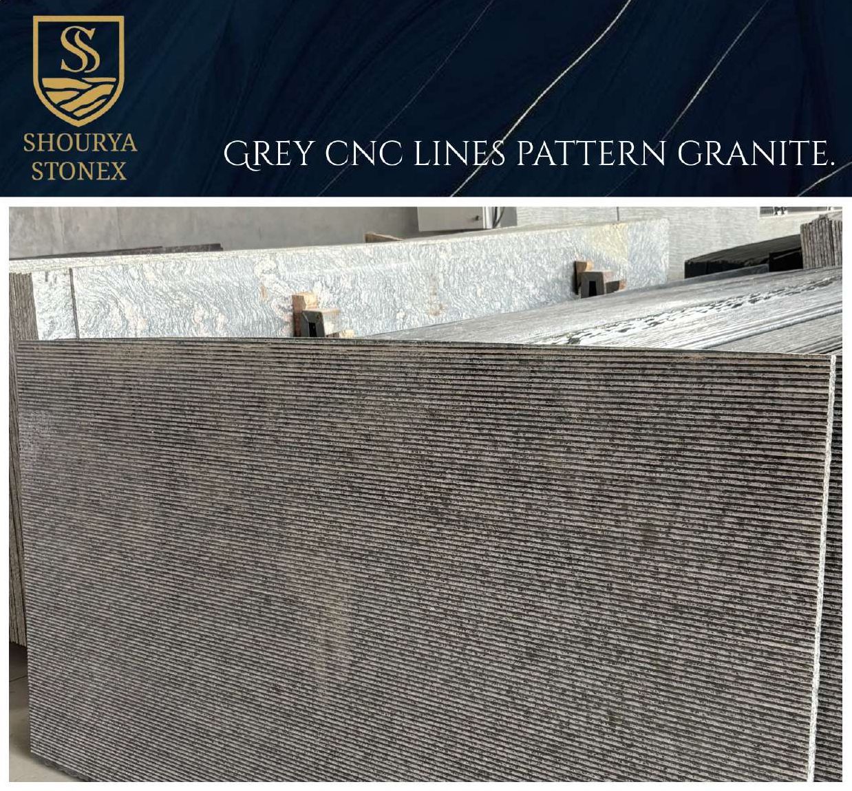 Grey CNC Lines Pattern Granite Slab