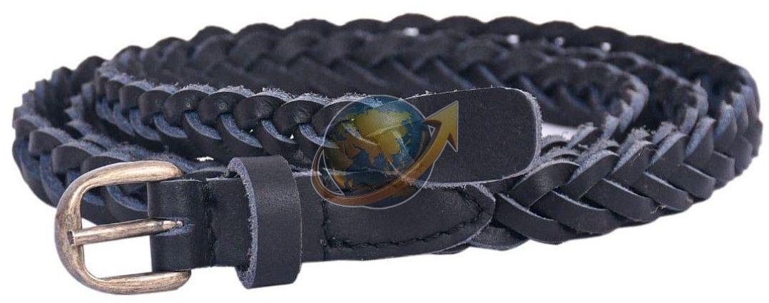 Ladies Black Braided Leather Belt