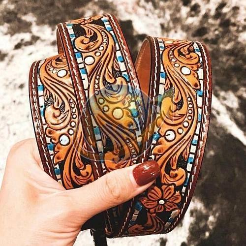 Ladies Engraved Leather Belt