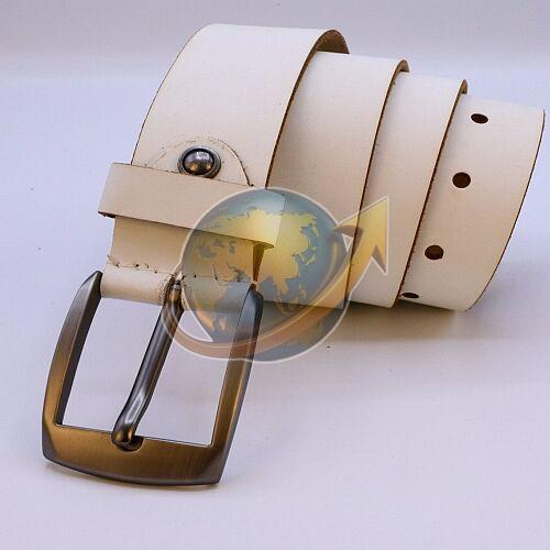 Mens Plain White Leather Belt