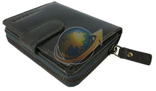 Plain Black Ladies Leather Wallet