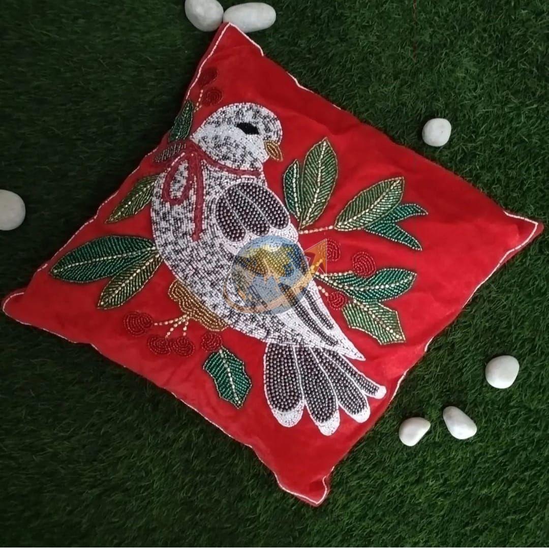 Red Embroidered Cushion Cover