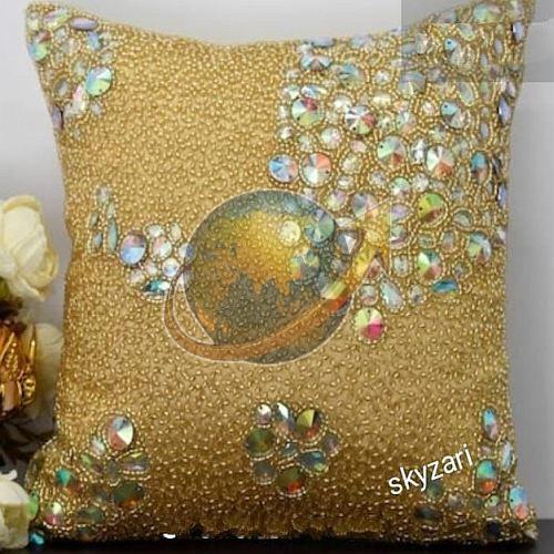 Stylish Beige Embroidered Cushion Cover