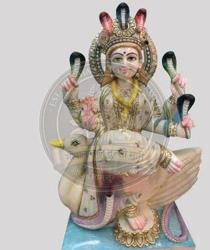 Hindu Mansa Mata White Marble Statue