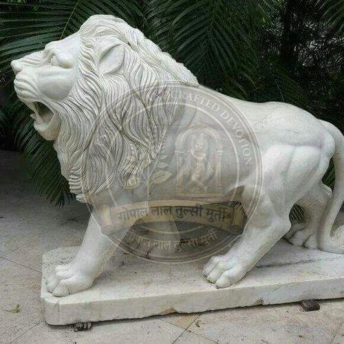 White Marble Lion Statue