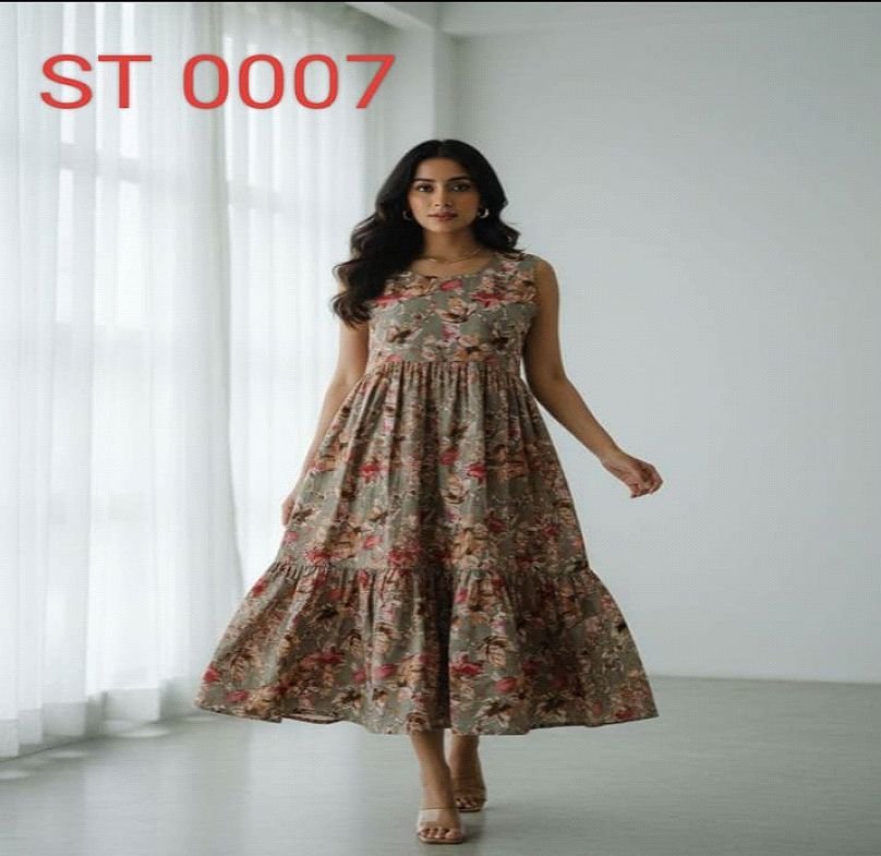 ST 0007 Ladies Sleeveless Tiered Long Dress