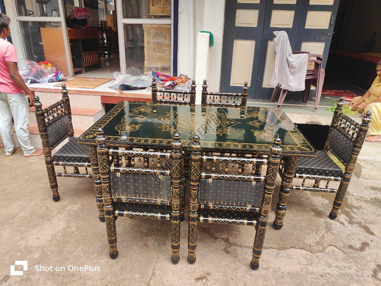 Handcrafted 6 Seater Wooden Dining Table with 6 Wooden Chair