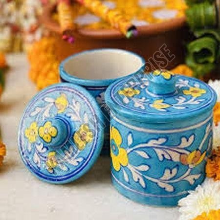 Jaipur Blue Pottery Dry Food Jar with Lid Jaipur Blue Pottery Dry Food Jar with Lid