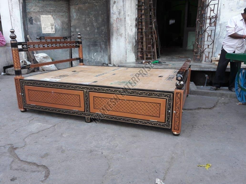 Polished Wooden Double Bed with Storage Box