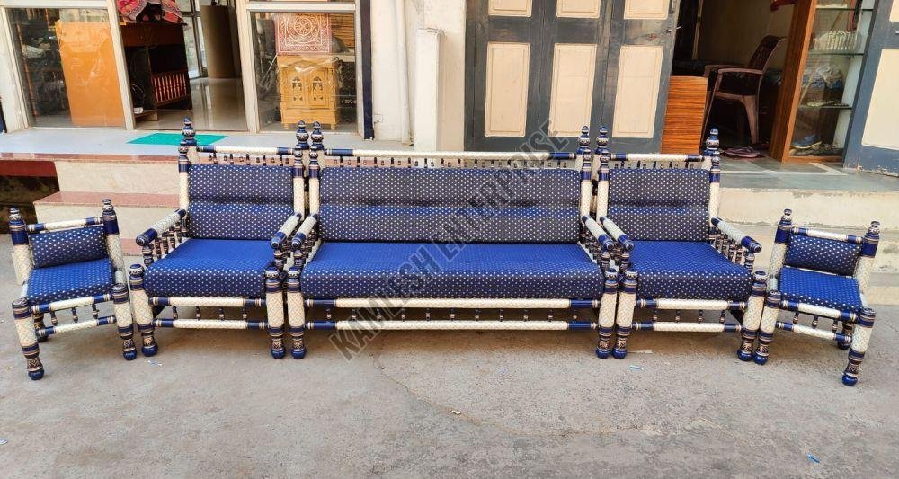 Sankheda Craft 7 Seater Wooden Sofa Set