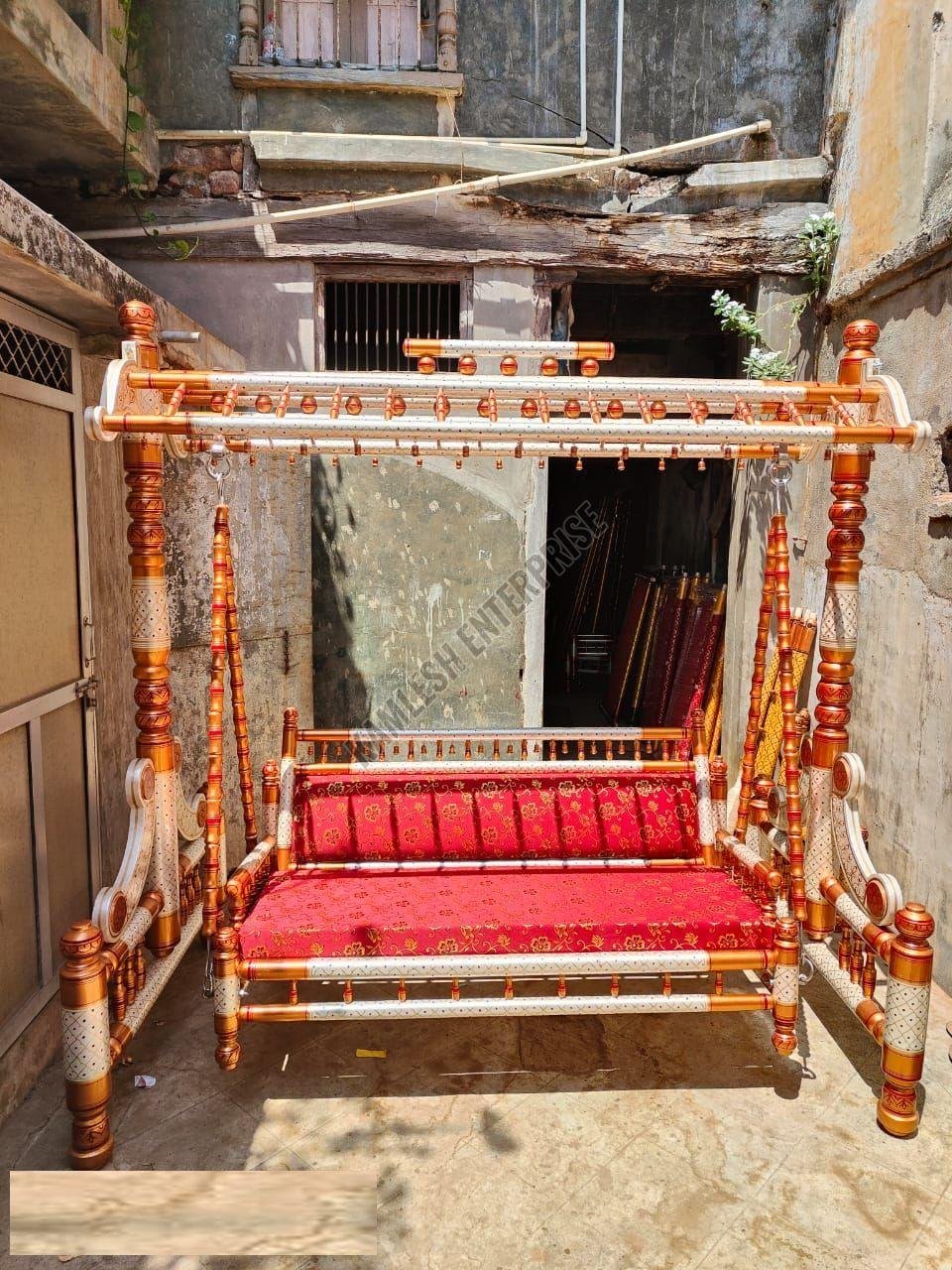 Sankheda Craft Teak Wood 2 Seater Indoor Swing