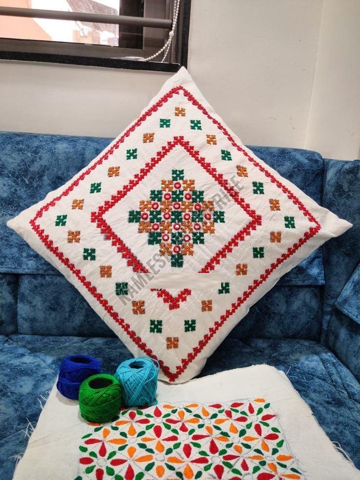 Traditional Hand Embroidered Cotton Cushion Cover