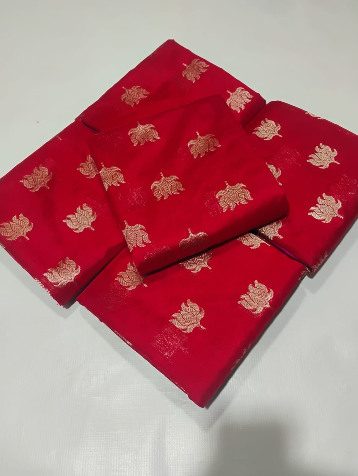 Blood Red Chanderi Handloom Pattu Soft Silk Saree