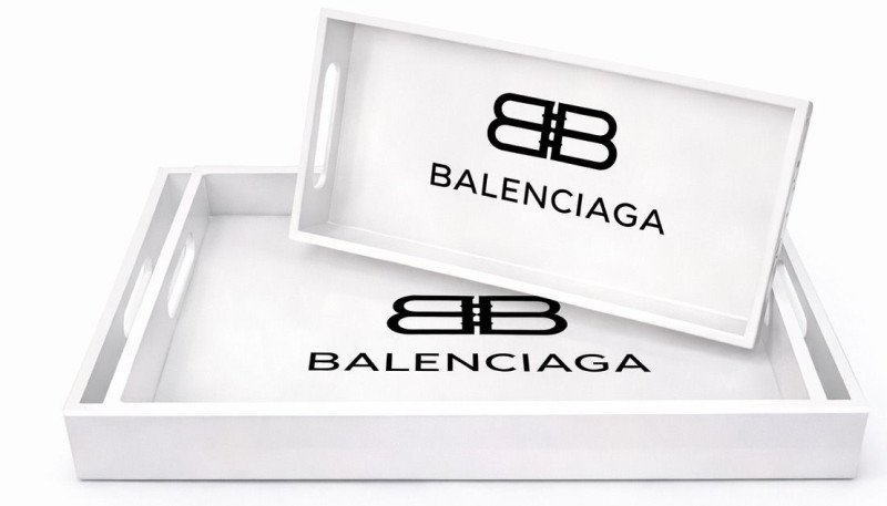 Printed Logo MDF Rectangular Serving Trays with Handles