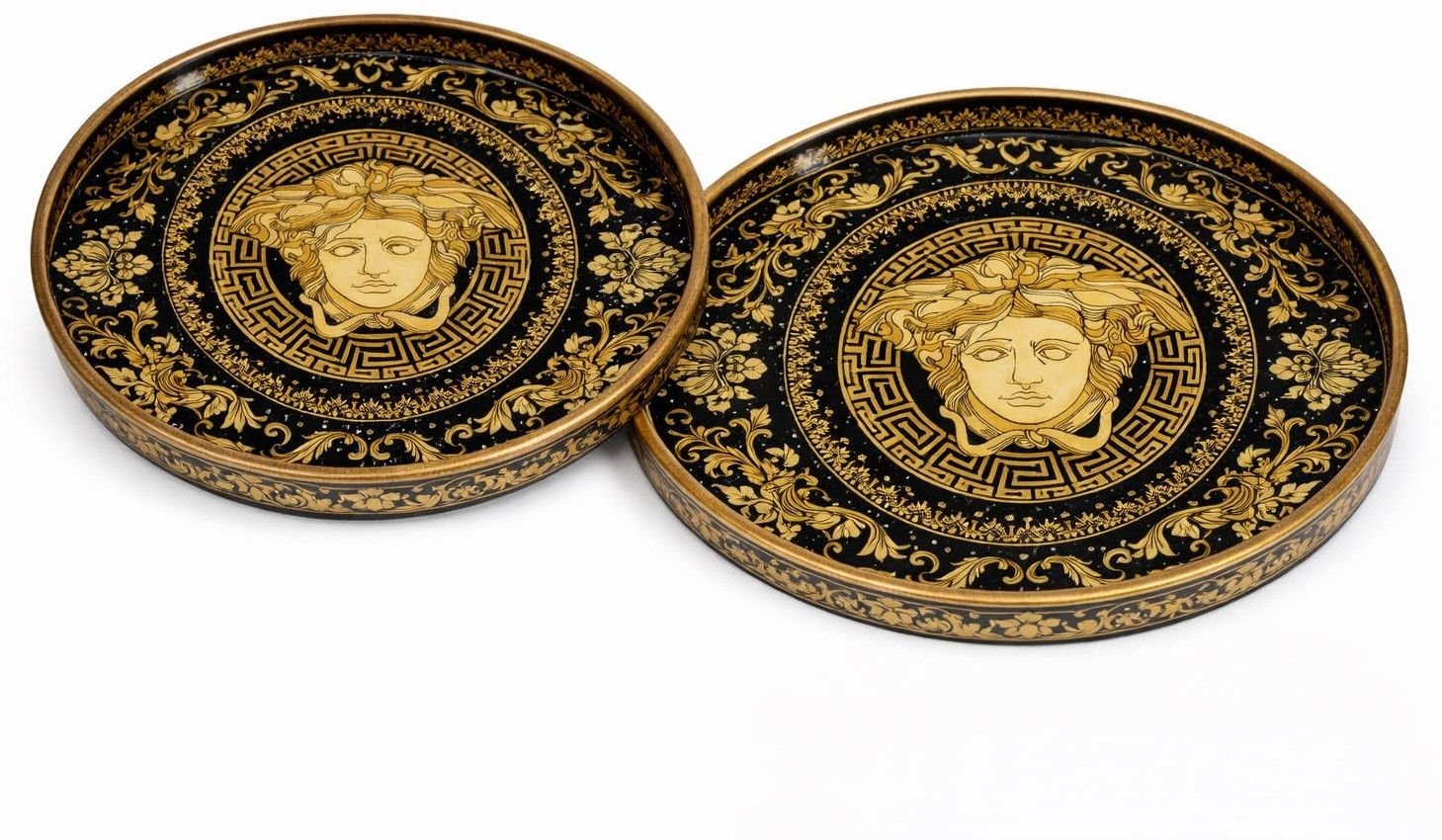 Golden Versace Round MDF Serving Tray Set