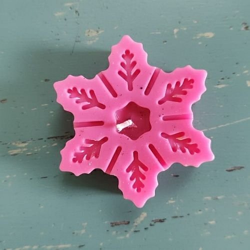 Pink Soy Wax Snowflake Candle