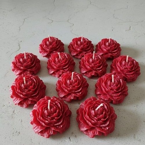 Red Soy Wax Decorative Peony Flower Candle