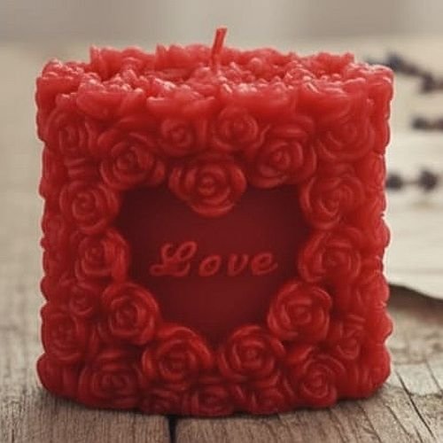 Romantic Red Rose Love Pillar Candle