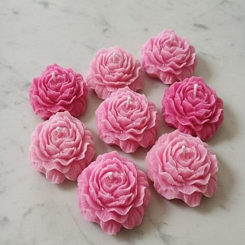 Soy Wax Pink Peony Flower Candle