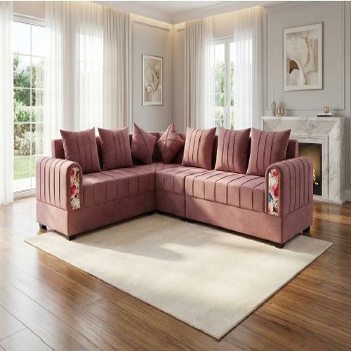 Blush Pink Fabric Corner Sofa Set