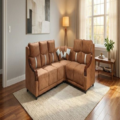Classic Brown Fabric Corner Sofa Set