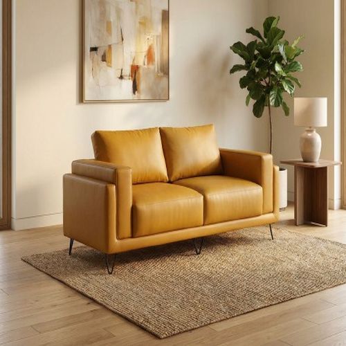 Mustard Yellow Two Seater Fabric Sofa