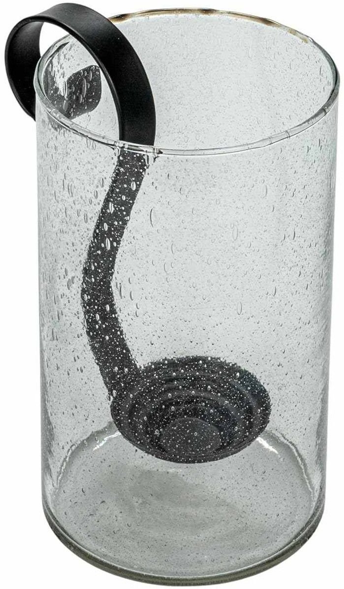 Bubble Glass Hurricane with Metal Candle Holder