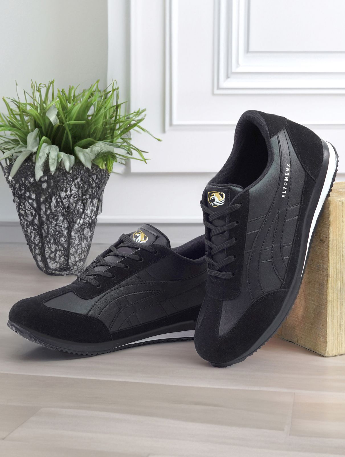 Mens Black Casual Wear Sneaker Shoes
