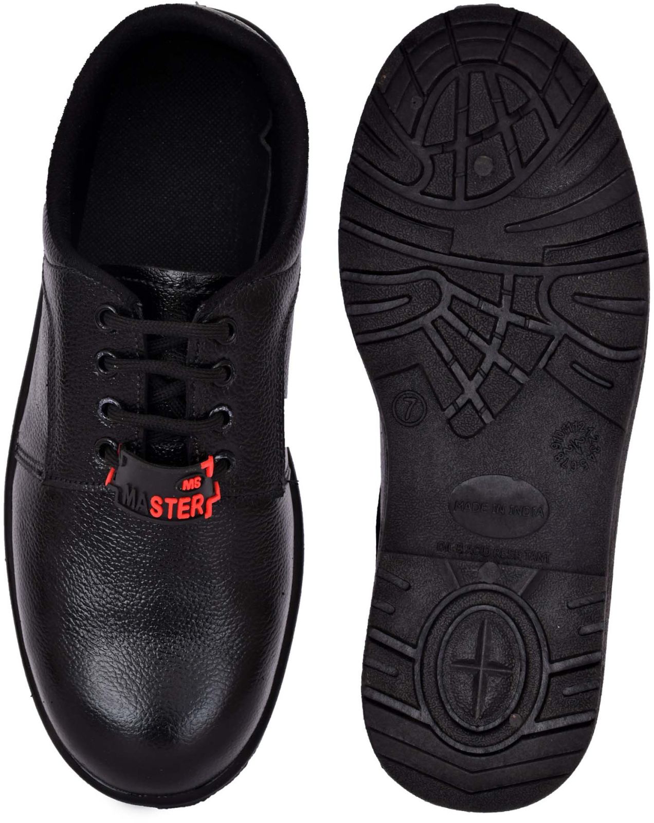 Mens Black Leather Safety Shoes