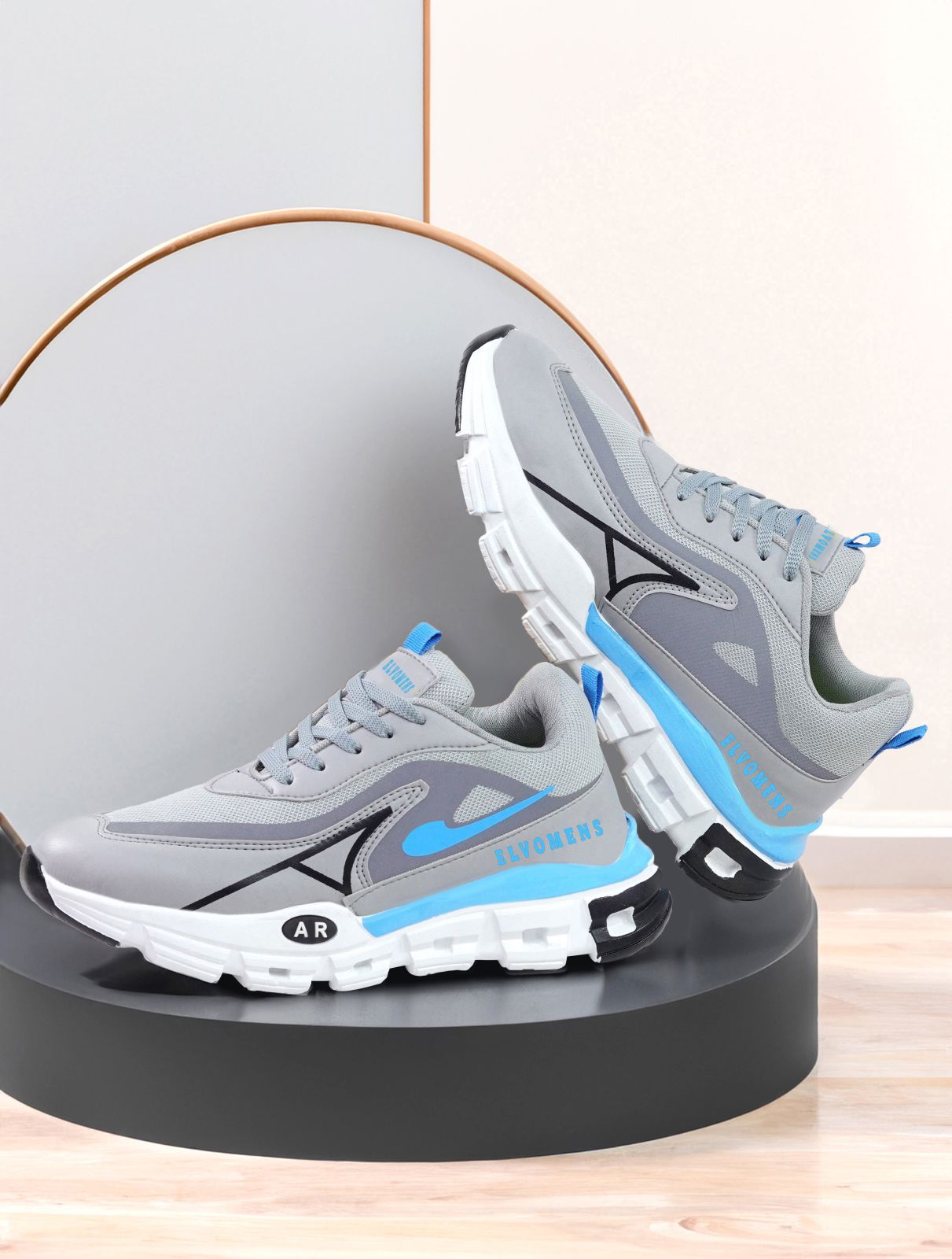 Mens Blue and Grey High Performance Sports Shoes