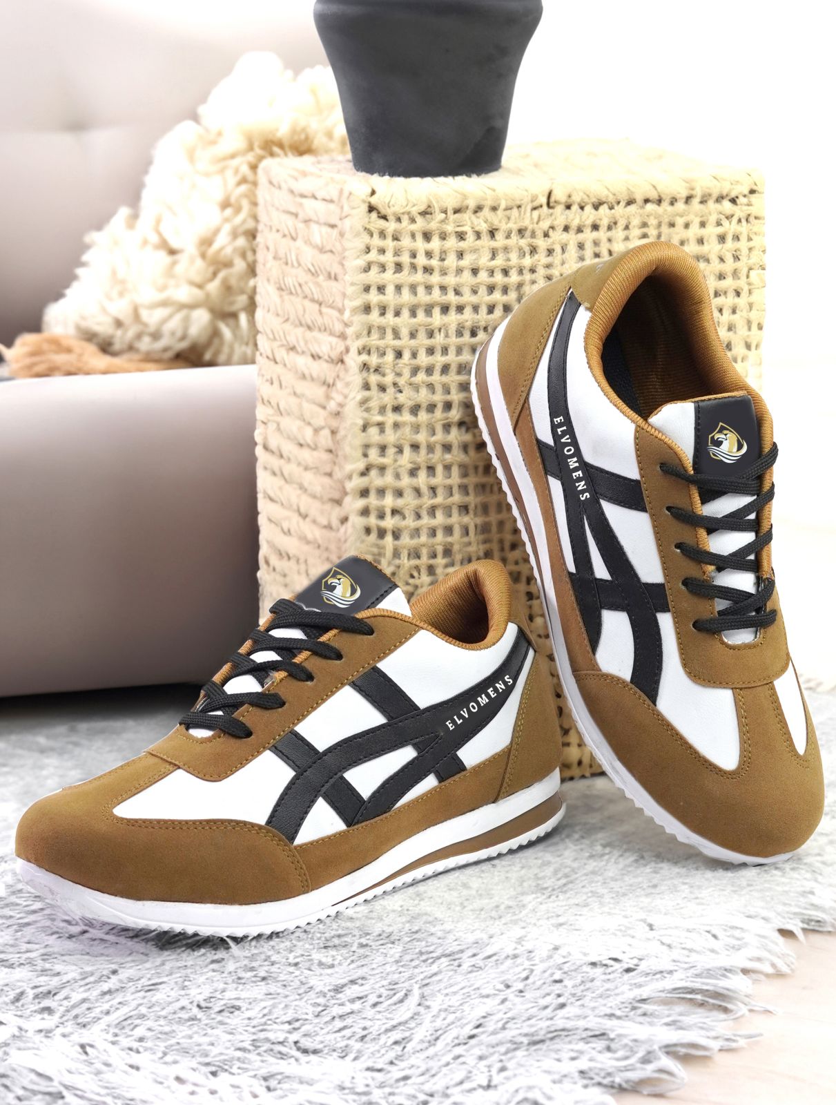 Mens Lightweight Brown Sneaker Shoes
