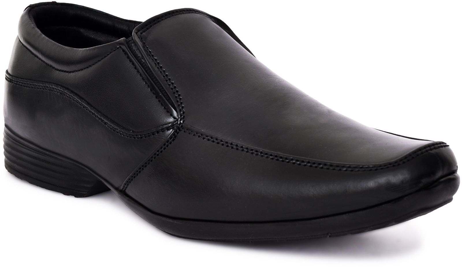 Polished Black Leather Slip On Shoes