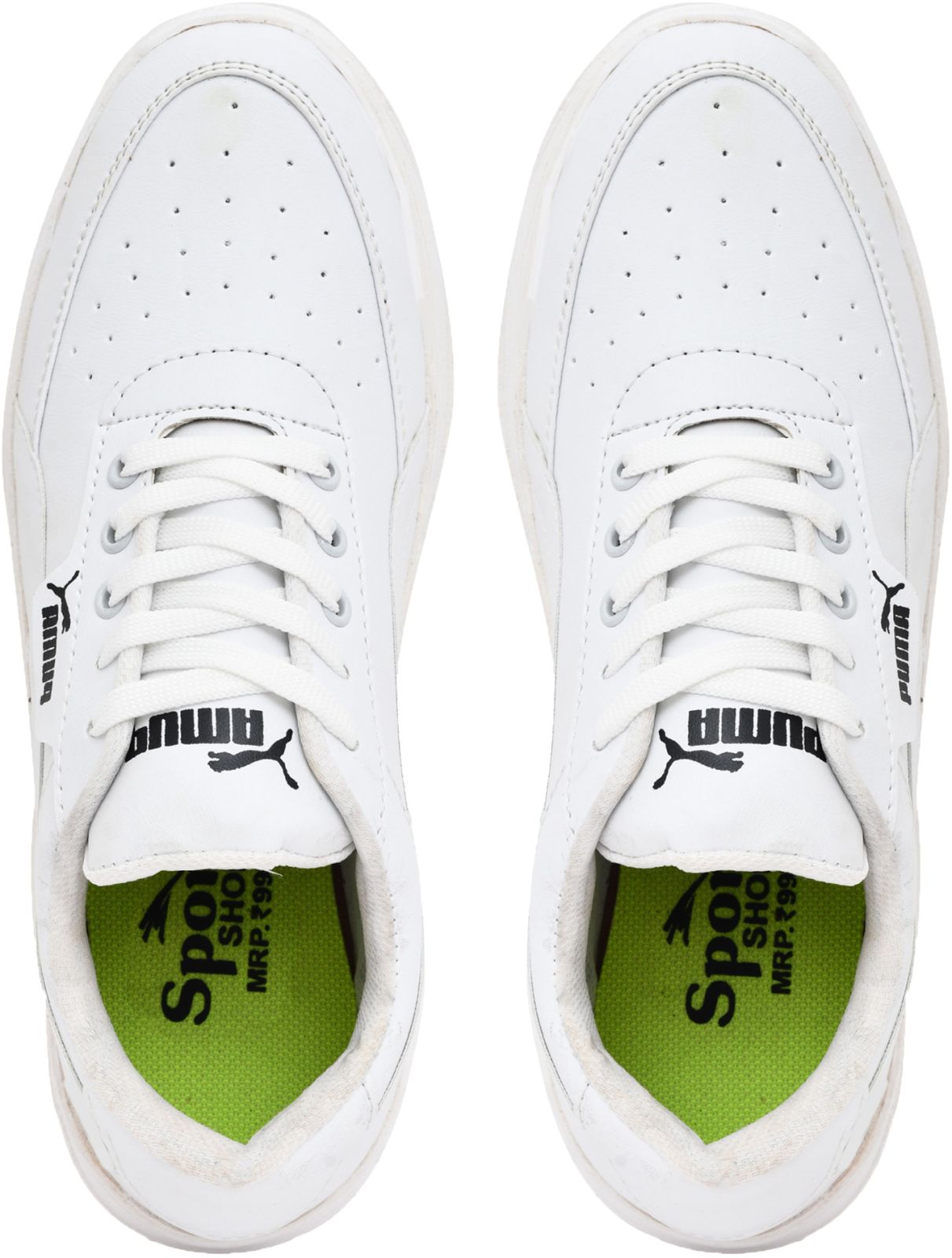 Puma White PU Leather Sneaker Shoes