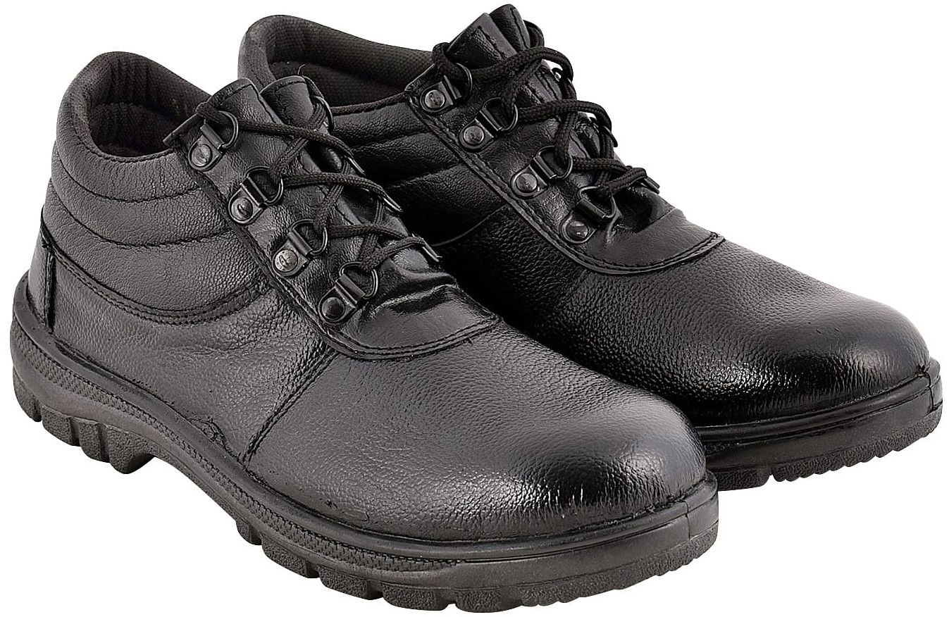 Shock Proof Black Leather Safety Boots