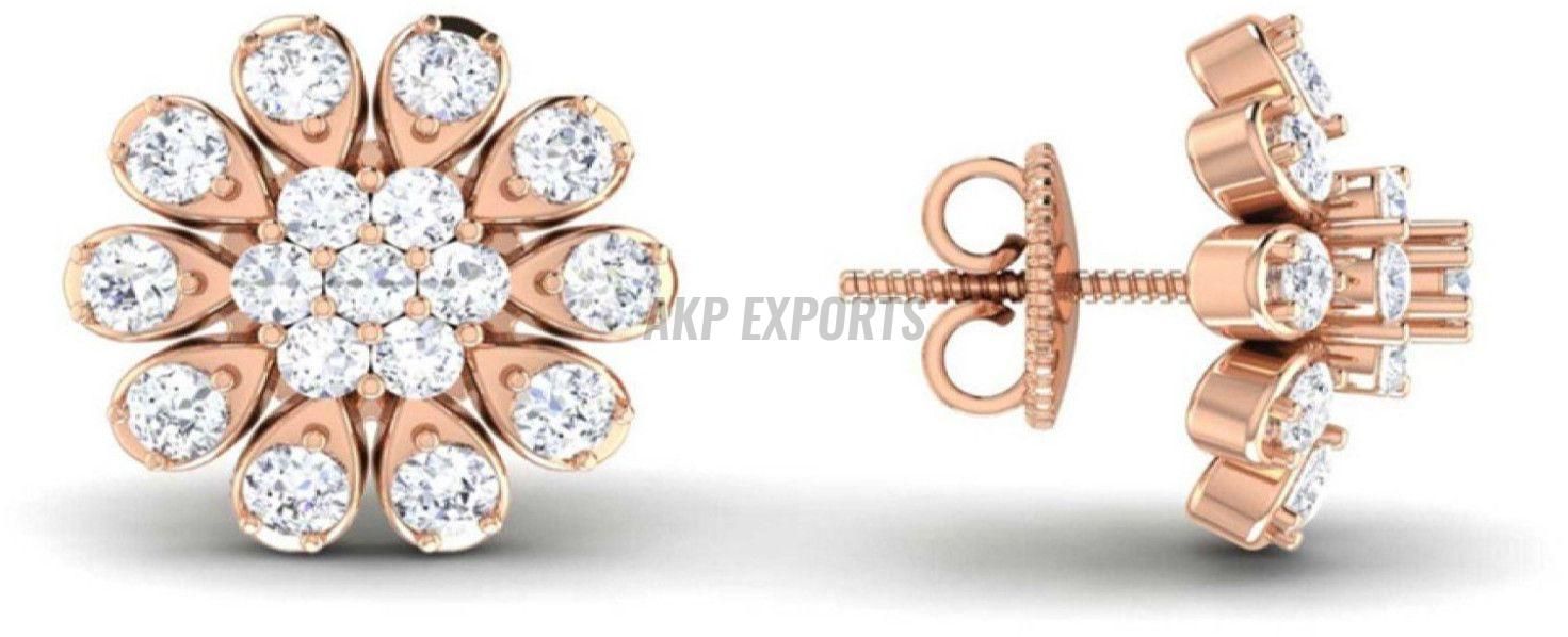 Floral Shaped American Diamond Earring