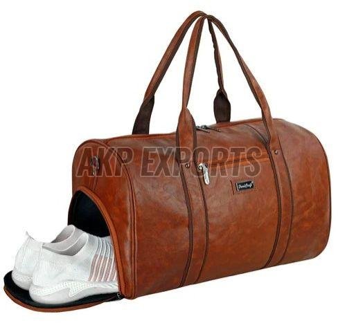 Premium Genuine Leather Duffle Trolley Bag